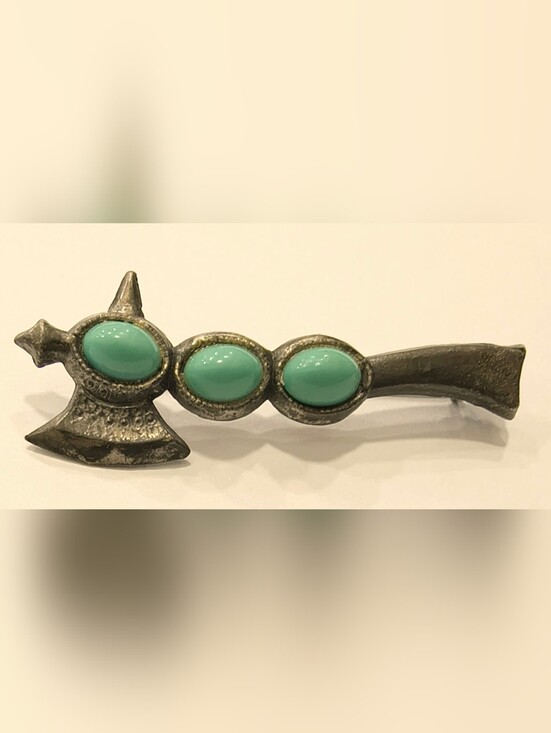 Jewelry - Vintage Silver And Turquoise Tomahawk Pin